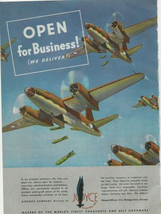 1943 Joyce Avaiation Bomber Pesco Vaught Corsair 2 Sided Print Ad