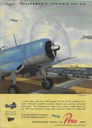 1943 Joyce Avaiation Bomber Pesco Vaught Corsair 2 sided Print Ad 2