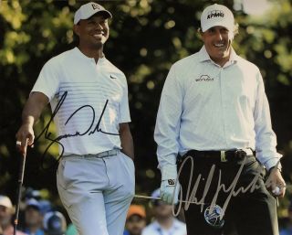 Tiger Woods - Phil Mickelson - Autographs - Hand Signed 8x10 W/