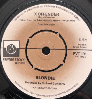 Blondie In The Flesh Rare UK A Label Promo 1976 Private Stock 7 