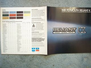 1981 Plymouth Reliant K Front Wheel Drive Brochure