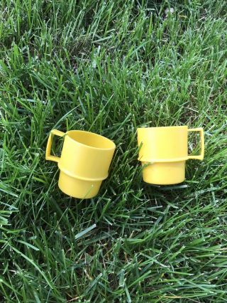 Vintage Child Play Tupperware Mini Set Of 2 Mugs Cups Harvest Toy Dishes