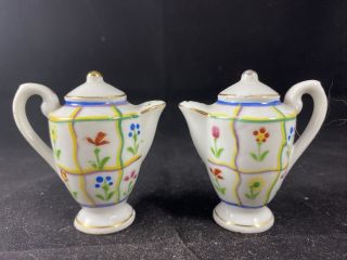 Vintage Japan Floral Teapot Salt And Pepper Shakers Set