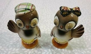Vintage Enesco Owl Couple Salt And Pepper Shakers
