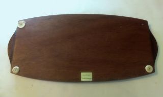 Vintage Gail Craft Quality Woodenware Japan Ceramic Floral Tile Cheese Tray 70s 2