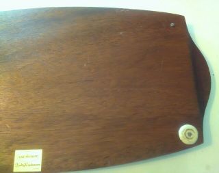 Vintage Gail Craft Quality Woodenware Japan Ceramic Floral Tile Cheese Tray 70s 3