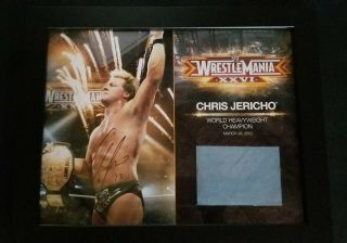 Wwe Chris Jericho Autographed Wrestlemania Xxvi Plaque W Piece Of Ring Mat