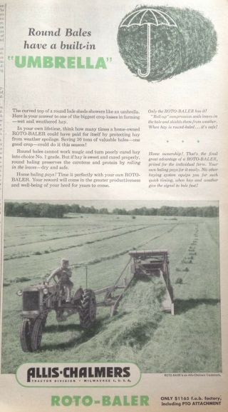 1955 Ad (xe23) Allis - Chalmers Tractor Division Roto - Baler