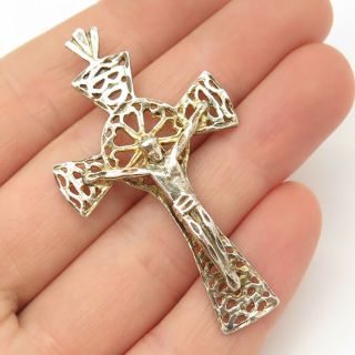925 Sterling Silver Vintage Crucifix Cross Cutout Pendant