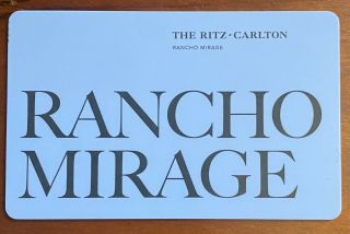 Ritz Carlton Rancho Mirage Hotel Key Card