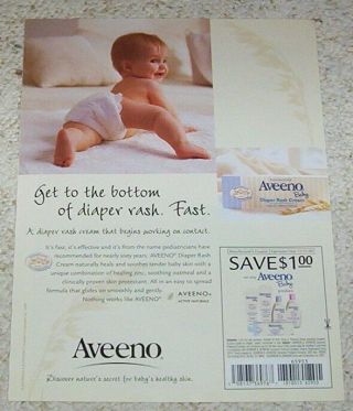 2005 Print Ad Page - Aveeno Diaper Rash Skin Cute Baby Advertising Advert