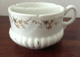 Antique Porcelain Mustache Cup With Hand Painted Gold Designs