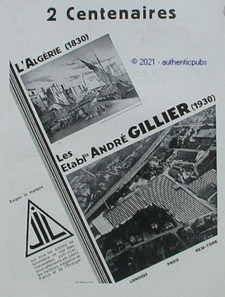 Publicite Jil 2 Centenaires Algerie 1830 Andre Gillier Bonneterie Bas De 1930 Ad