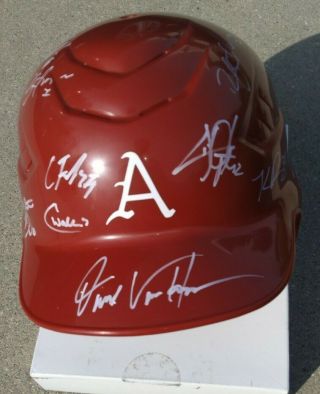 2021 Arkansas Razorbacks Baseball Team Signed Batting Helmet Proof Kevin Kopps B