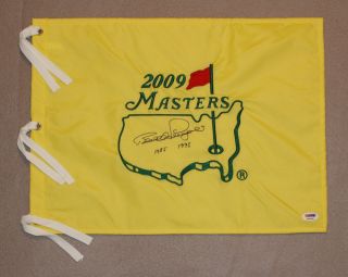 Bernhard Langer Signed 2009 Masters Golf Pin Flag,  1985 1993 Psa/dna Autographed
