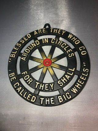 Vtg Trivet Blessed Are They Who Go Around In Circles Be Called The Big Wheels