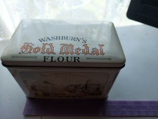 Tin Washburn Crosby Gold Medal Flour Recipe 3x5 " Card Box General Mills Full Vtg