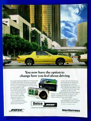 1986 Chevrolet Iroc Z Camaro Delco Bose Print Ad - 8.  5 X 11 "