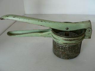 Antique Potato Ricer With Green Handle