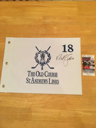 Nick Faldo Signed St Andrews The Old Course Golf Pin Flag 1990 Open Champion Jsa