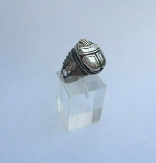 Vintage Ornate Sterling Silver 925 Egyptian Scarab Ring Sz 6