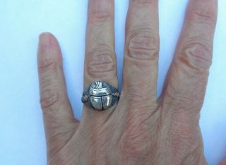 Vintage Ornate Sterling Silver 925 Egyptian Scarab RING sz 6 2