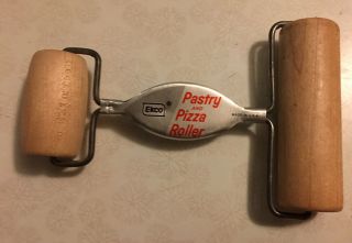 Vintage Ekco Pastry And Pizza Roller 2 Sided Wood Rollers,  Made In Usa