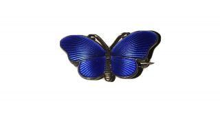 Vintage Norway Ivar T.  Holth Sterling Blue Enamel Butterfly Brooch