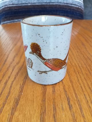 Vintage Otagiri Roadrunner Stoneware Coffee Mug Cup Cactus Speckled Japan