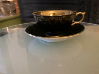 Vintage Teacup And Saucer Black & Gold Royal Sealry