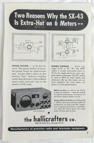 Vintage 1956 Hallicrafters Sx - 43 Receiver Ham Radio Print Ad