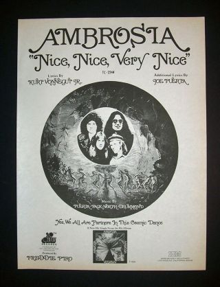 Ambrosia Nice 1975 Short Print Poster Type Ad (kurt Vonnegut Jr)