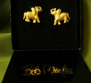 Bob Mackie Vintage Clip - On Elephant Earrings