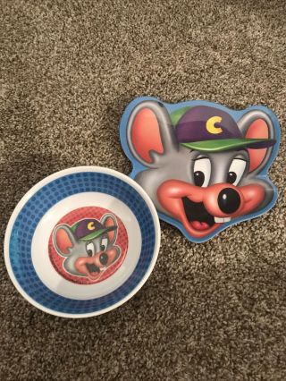 Chuck E Cheese Dinnerware Plate And Bowl.