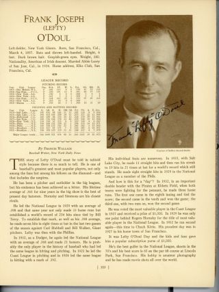 Lefty O ' Doul & Bob O ' Farrell Signed 1933 Who ' s Who in Baseball Page PSA/DNA 3