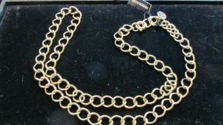 Dyrberg Kern Large Chunky Chain Link Long Necklace Gold Tone 40 " Old Stock