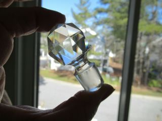 Vintage 2 1/4 " Long Clear Solid Round Faceted Glass Bottle Stopper