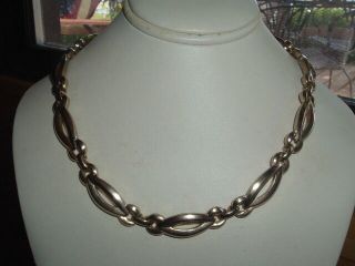 Vintage 60s Monet Gold Tone Metal Link Chain Necklace Choker In Gift Box