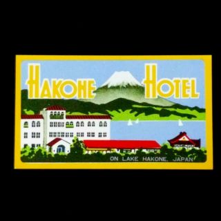Vintage Large Authentic Luggage Label Japan Lake Hakohe Fujiya Hotel