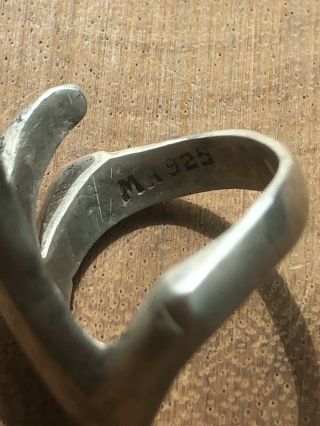 Taxco Modernist Mexico Sterling Silver Hand Ring 3