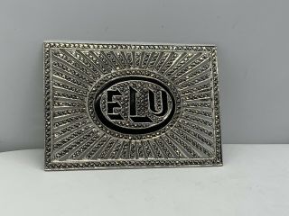 Antique Art Deco Kd Sterling Silver Monogram Brooch Pin Marcasites Eul