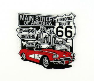 Historic Route 66 Refrigerator Magnet Mainstreet Of America W/red Corvette
