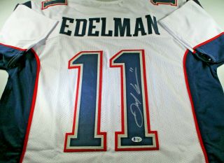 Julian Edelman / Autographed England Patriots White Custom Jersey / Beckett