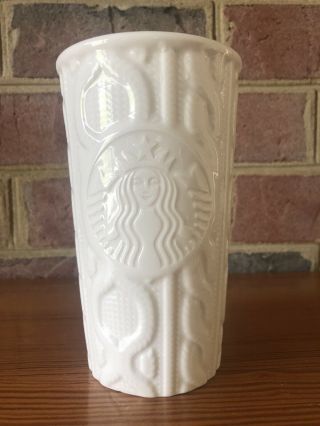 Starbucks Ivory Cable Knit Sweater Travel Tumbler,  No Lid,  10 Oz,  Cond