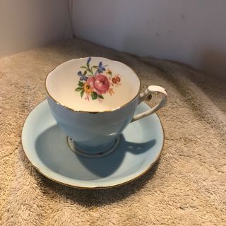 Vintage Royal Graftone England Tea Cup & Saucer Floral Decorated Rare