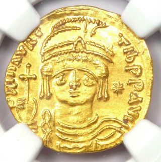 Byzantine Maurice Tiberius Av Solidus Gold Coin 582 - 602 Ad - Ngc Ms (unc)