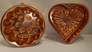 Vintage Copper Jello Molds With Wall Hangers