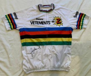 Greg Lemond Signed 1990 World Champion Cycling Jersey Z - Tomasso Tour De France
