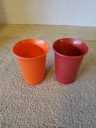 2 Vintage Tupperware Bell Tumblers 7 Oz Cup 109 Red & Orange