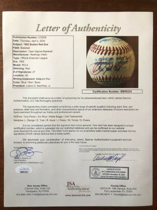 1982 Boston Red Sox Team Signed Baseball W/27 Signatures - Jsa